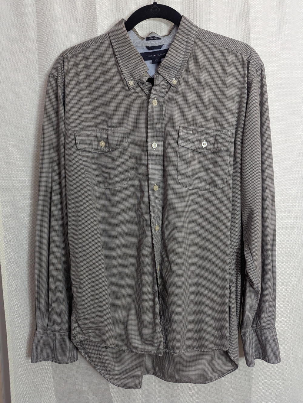 Tommy Hilfiger Men’s Long-Sleeve Button-Down Shirt — Gray Check